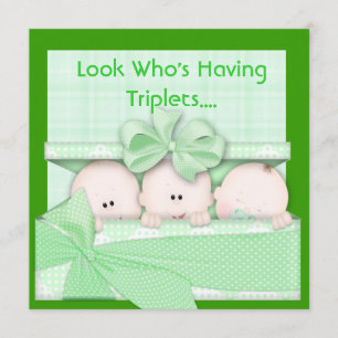 INVITATION de BABY SHOWER de TRIPLETS pour le