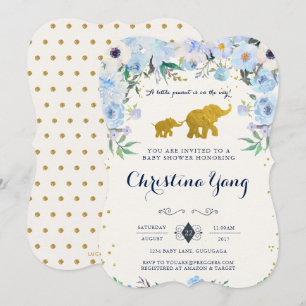 Invitation de baby shower d'éléphant