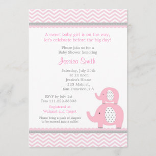 Invitation de baby shower d'éléphant