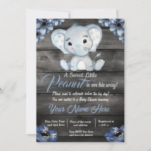 Invitation de Baby shower d'éléphant bleu russe