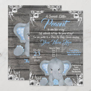 Invitation de Baby shower d'éléphant de garçon ble