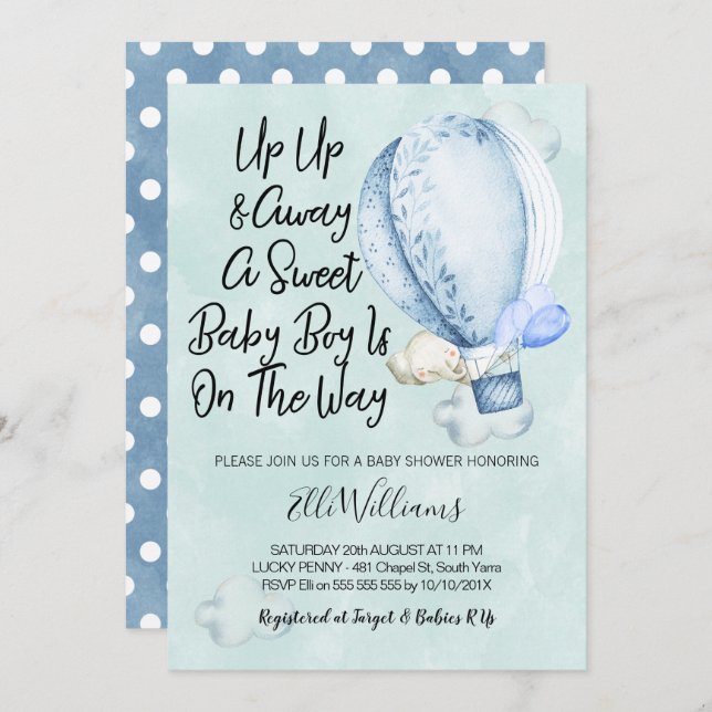 Invitation De Baby shower D'Éléphant De Haut En Ba (Devant / Derrière)