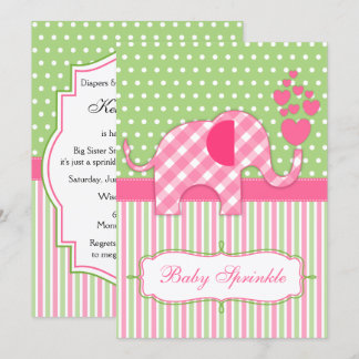 Invitation de Baby shower d'éléphant rose En vichy