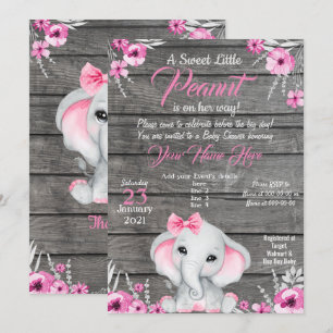 Invitation de Baby shower d'éléphants de filles, r