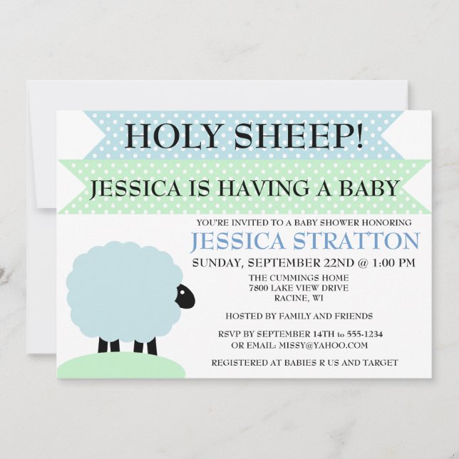 invitation de Baby shower des moutons mignons et a (Devant)