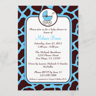 Invitation de Baby shower d'impression de girafe b