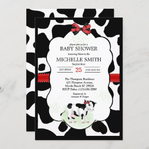 Invitation de Baby shower d'impression de vaches n