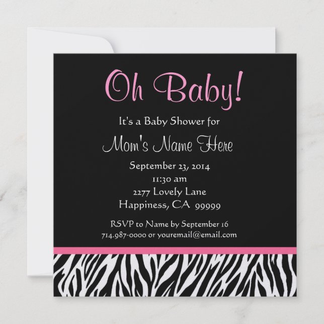 Invitation de Baby shower d'impression en noir bla (Devant)