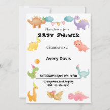 Invitation de Baby shower Dinosaure personnalisée