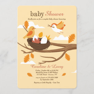 Invitation de baby shower d'oiseaux d'emboîtement