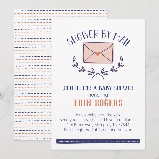 Invitation de Baby Shower Doodle par courrier (Devant / Derrière)