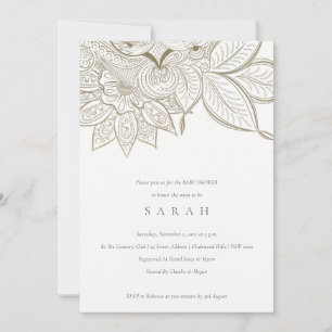 Invitation de Baby shower d'or chic Ornate Paisley