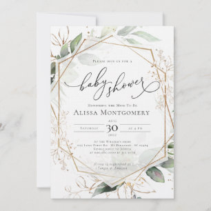 Invitation de Baby shower d'or géométrique