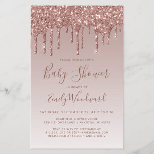 Invitation de Baby shower d'or Rose de Parties sci