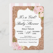 Invitation de Baby shower d'or Rose personnalisé