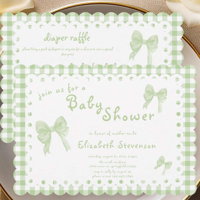Invitation de baby shower double face à carreaux v (Créateur téléchargé)