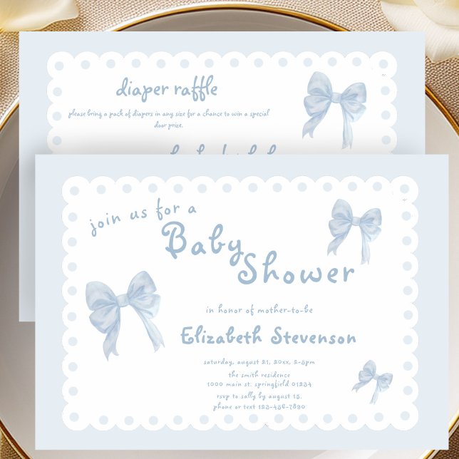 Invitation de Baby Shower Double Face avec Rubans  (Créateur téléchargé)