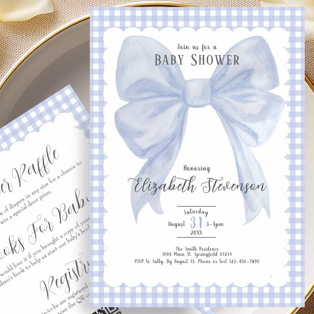 Invitation de Baby Shower Double Face avec un Nœud (Créateur téléchargé)