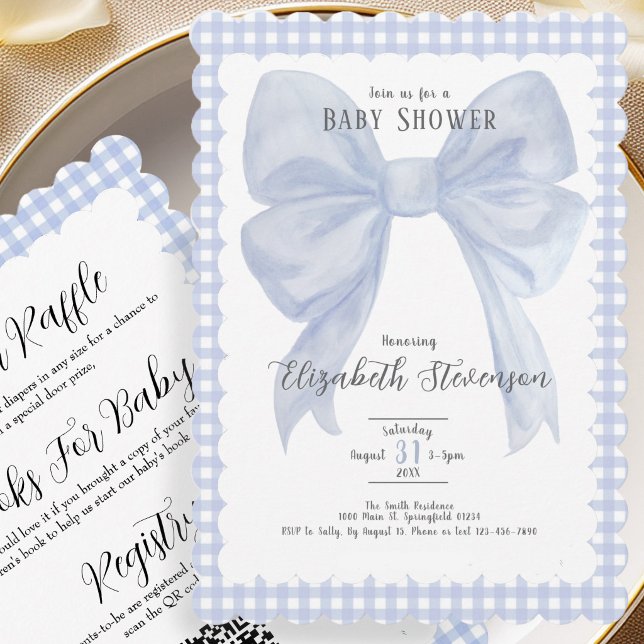 Invitation de baby shower Double Face avec un Nœud (Créateur téléchargé)