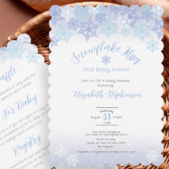 Invitation de baby shower Double Face Flocon de Ne (Créateur téléchargé)