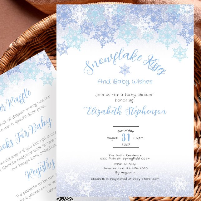 Invitation de baby shower Double Face Flocon de Ne (Créateur téléchargé)