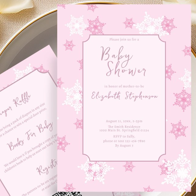 Invitation de Baby Shower Double Face Flocon de Ne (Créateur téléchargé)