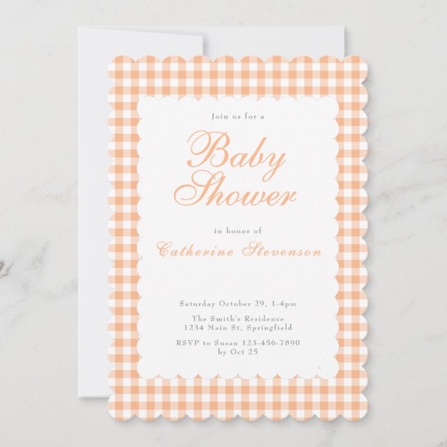 Invitation de baby shower double face orange pour  (Devant)
