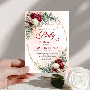 Invitation de Baby Shower Douce Bohème Marsala Piv