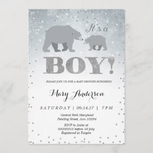 Invitation de baby shower d'ours blanc
