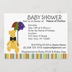 Invitation de baby shower d'ours de nounours