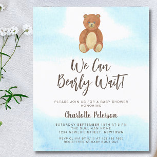 Invitation de Baby shower d'ours mignon du budget