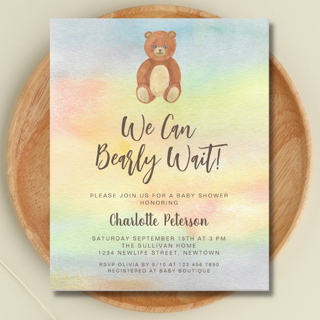 Invitation de Baby shower d'ours mignon du budget (Créateur téléchargé)