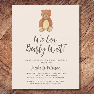 Invitation de Baby shower d'ours mignon du budget