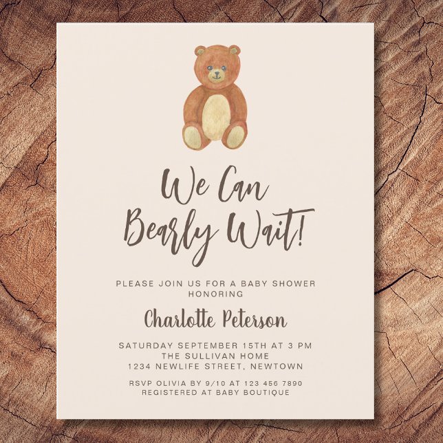 Invitation de Baby shower d'ours mignon du budget (Créateur téléchargé)