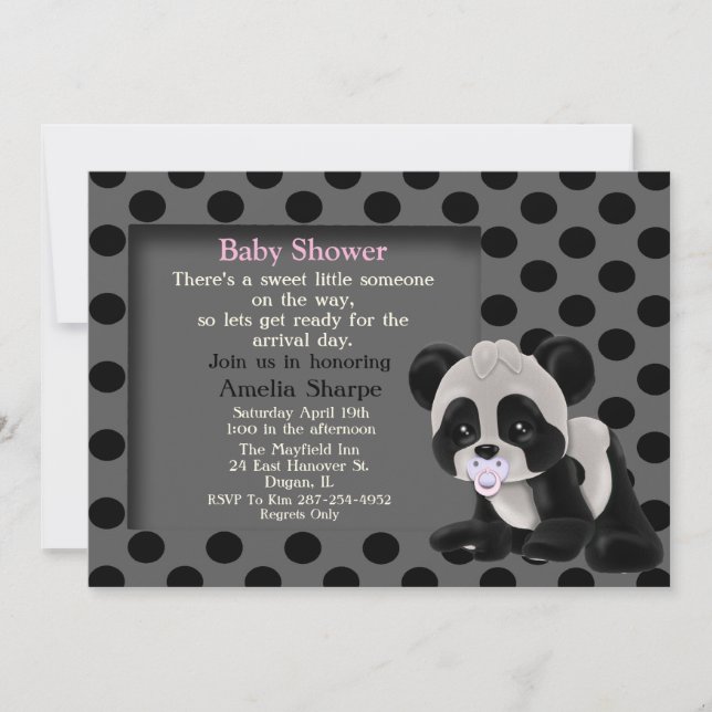 Invitation de baby shower d'ours panda de bébé (Devant)