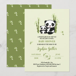 Invitation de baby shower d'ours panda de maman et