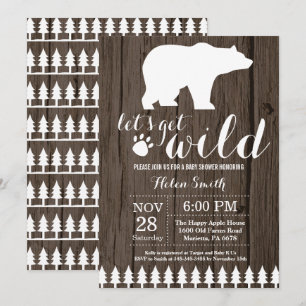 Invitation de Baby shower d'ours polaires rustique