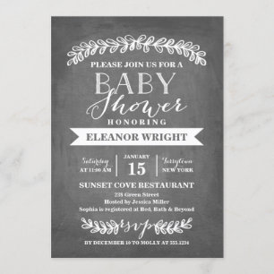 Invitation de baby shower du blanc   de laurier