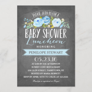 Invitation de baby shower du bleu de déjeuner de