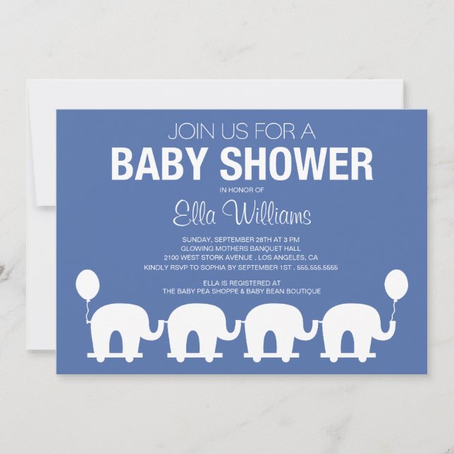 INVITATION DE BABY SHOWER DU CIRQUE %PIPE% DE BLEU (Devant)