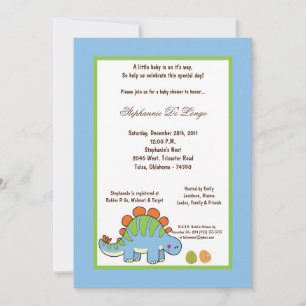 invitation de baby shower du dinosaure 5x7