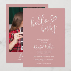 Invitation de Baby Shower Dusty Rose Rose Pâle Fil