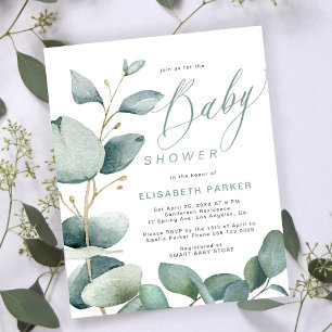 Invitation de baby shower économique avec verdure