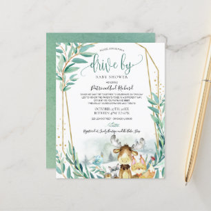Invitation de baby shower économique sur Woodland