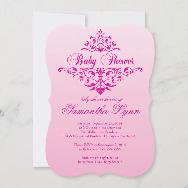 Invitation de Baby shower élégant rose Ombre (Devant)