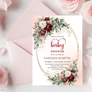Invitation de baby shower élégante avec fleurs de