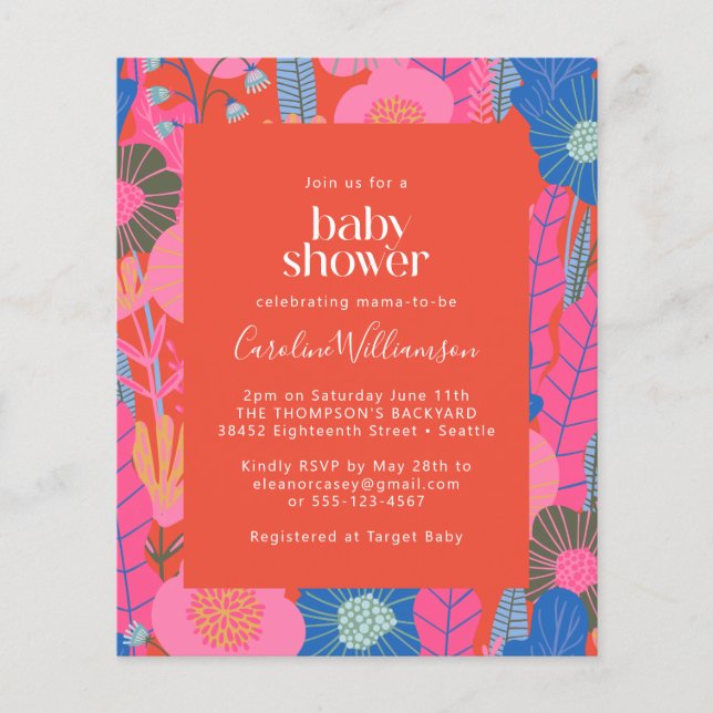 Invitation de baby shower élégante et bohème à fle (Devant)