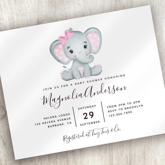 Invitation de Baby shower Eléphant mignon Budget (Créateur téléchargé)
