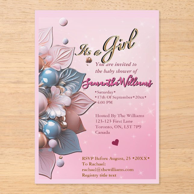 Invitation de baby shower en acrylique (Recto)