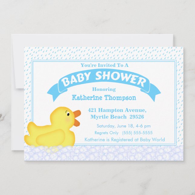 Invitation de Baby shower en caoutchouc jaune (Devant)